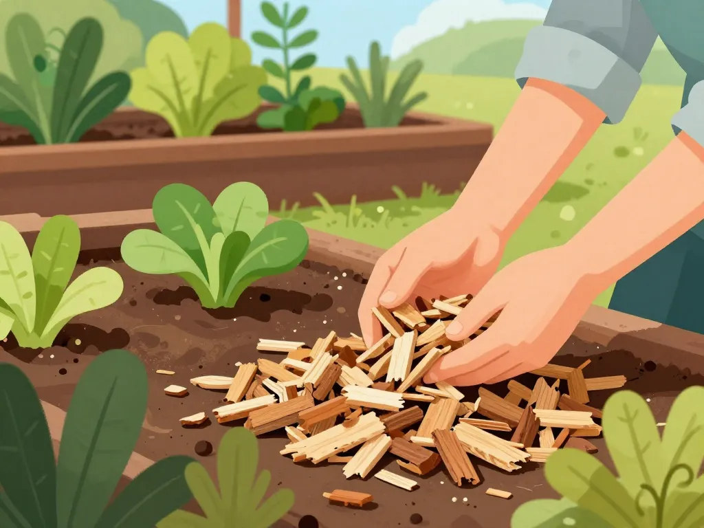 Paillage copeaux de bois jardin potager plantations