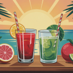 difference punch et planteur verres cocktails antillais table bois fruits exotiques