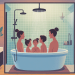 Illustration douche antidérapante familiale salle de bain