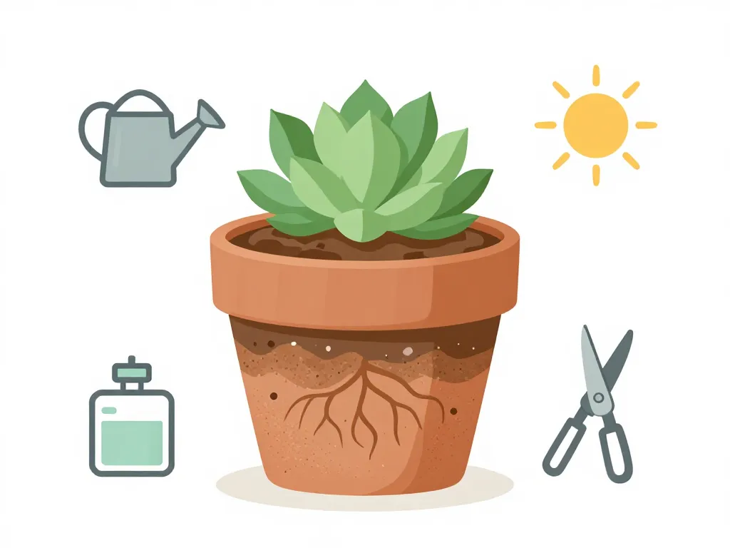 Schéma entretien Echeveria nodulosa pot substrat