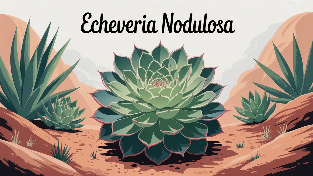 Echeveria nodulosa rosette nervurée rouge illustration centrale