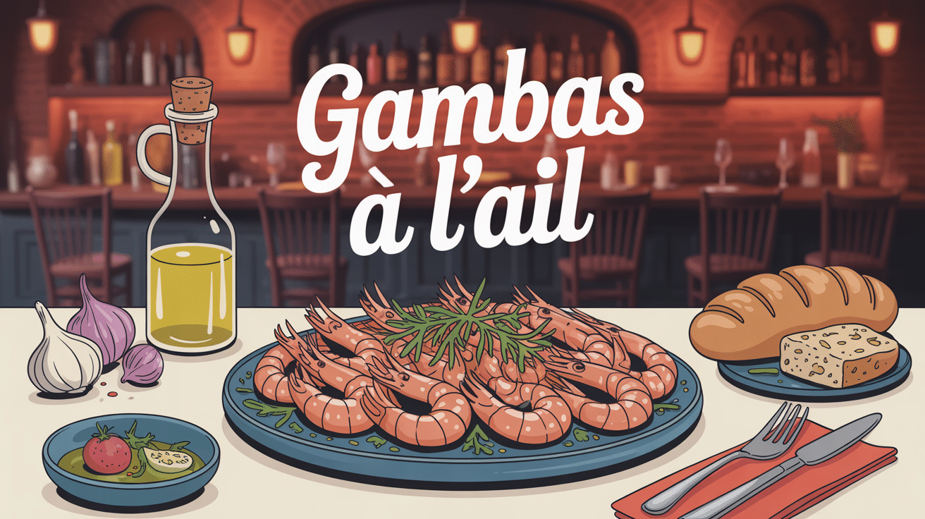gambas à l'ail recette espagnole plat tapas et ambiance bar