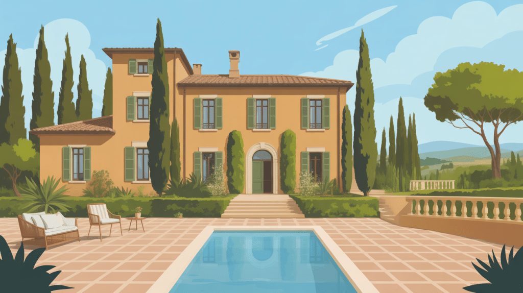 Illustration villa toscane maison style italienne