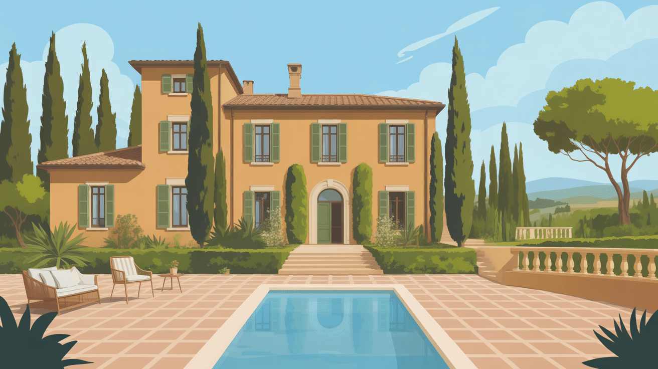 Illustration villa toscane maison style italienne