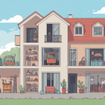 Monte charge maison dans maison moderne vue en coupe