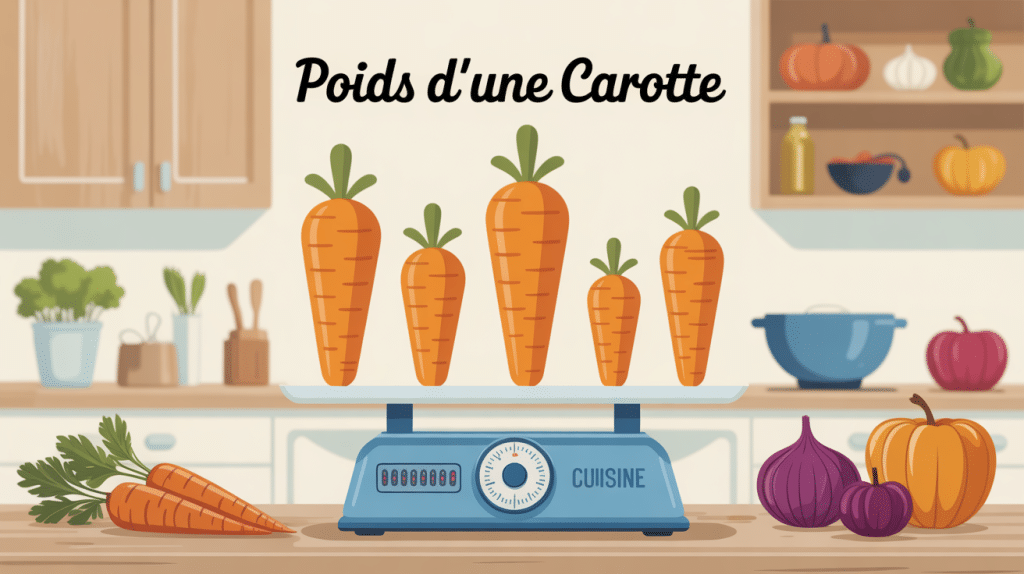poids d'une carotte différentes tailles sur balance