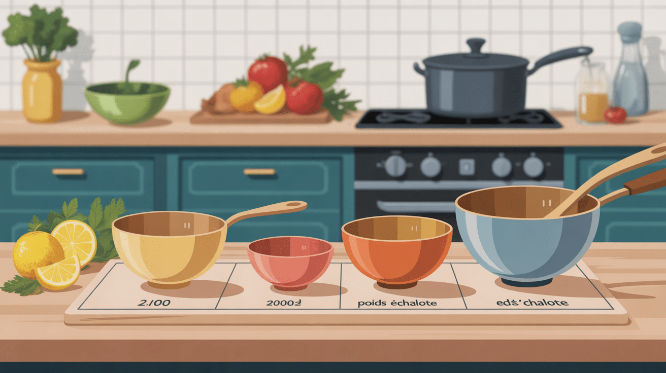 poids échalote différentes tailles sur planche avec balance
