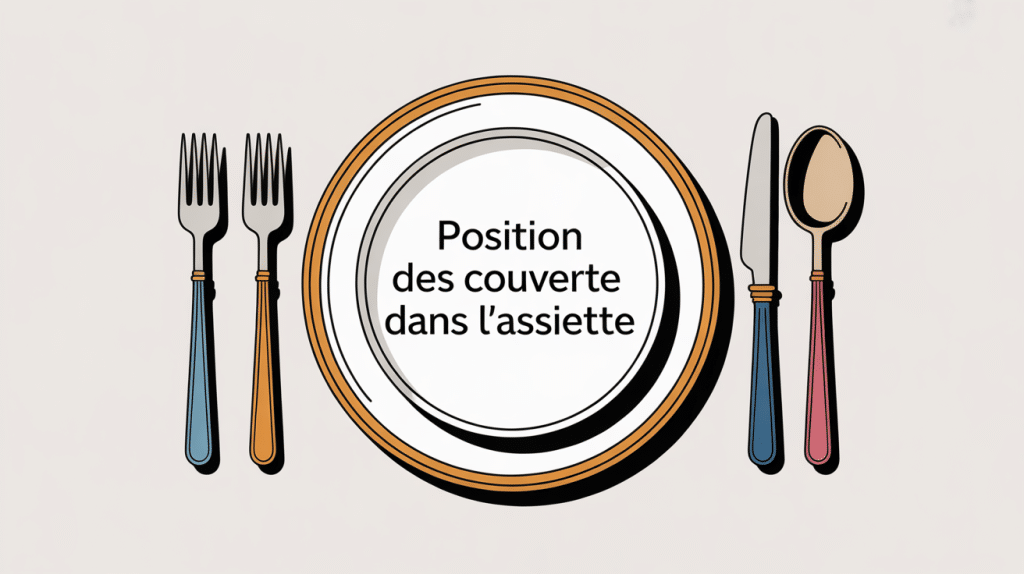 Position des couverts dans l'assiette sur table dressée