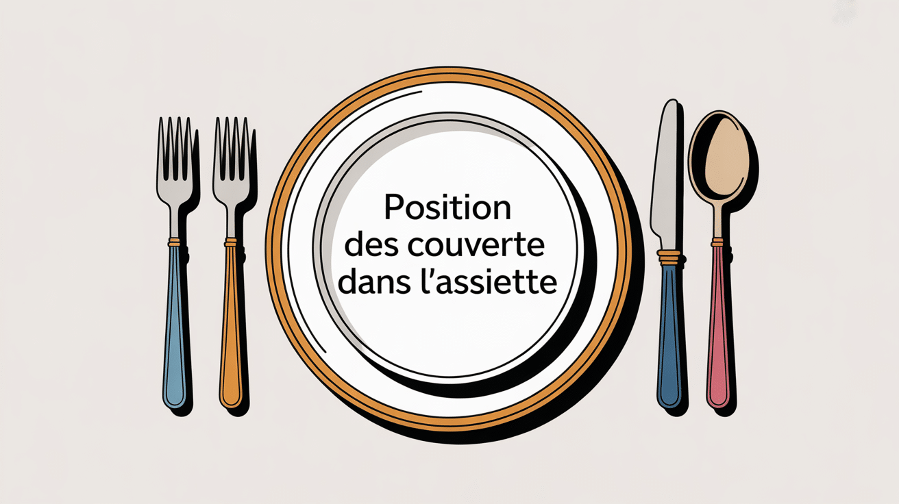 Position des couverts dans l'assiette sur table dressée