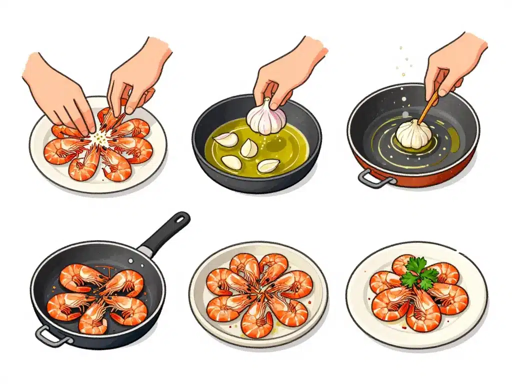 préparation étape par étape gambas à l'ail recette espagnole