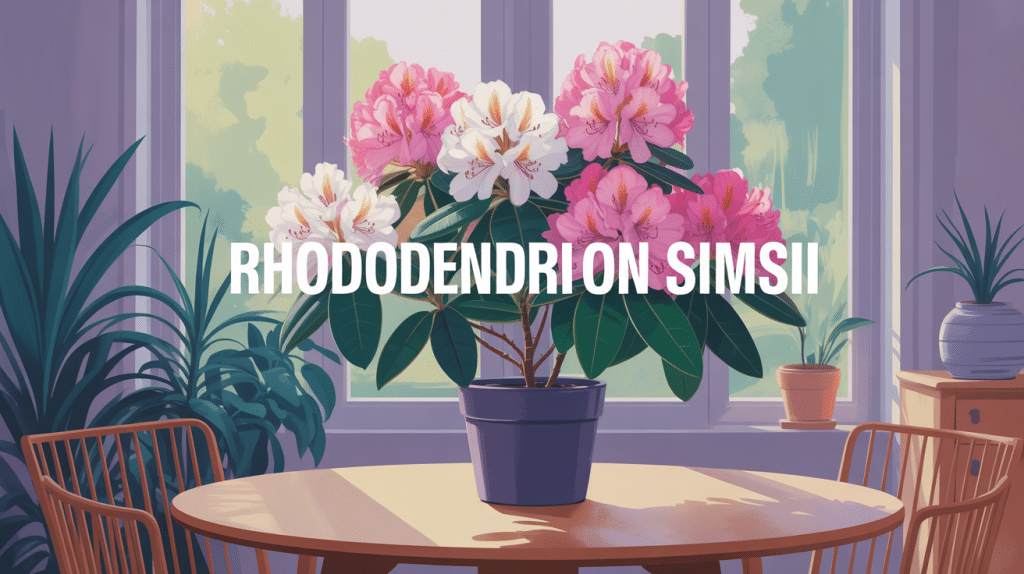 rhodo simsii fleuri dans un salon lumineux