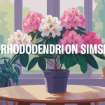 rhodo simsii fleuri dans un salon lumineux