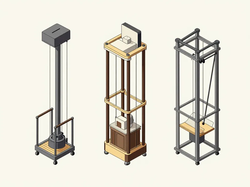 Types monte charge maison en coupe isométrique