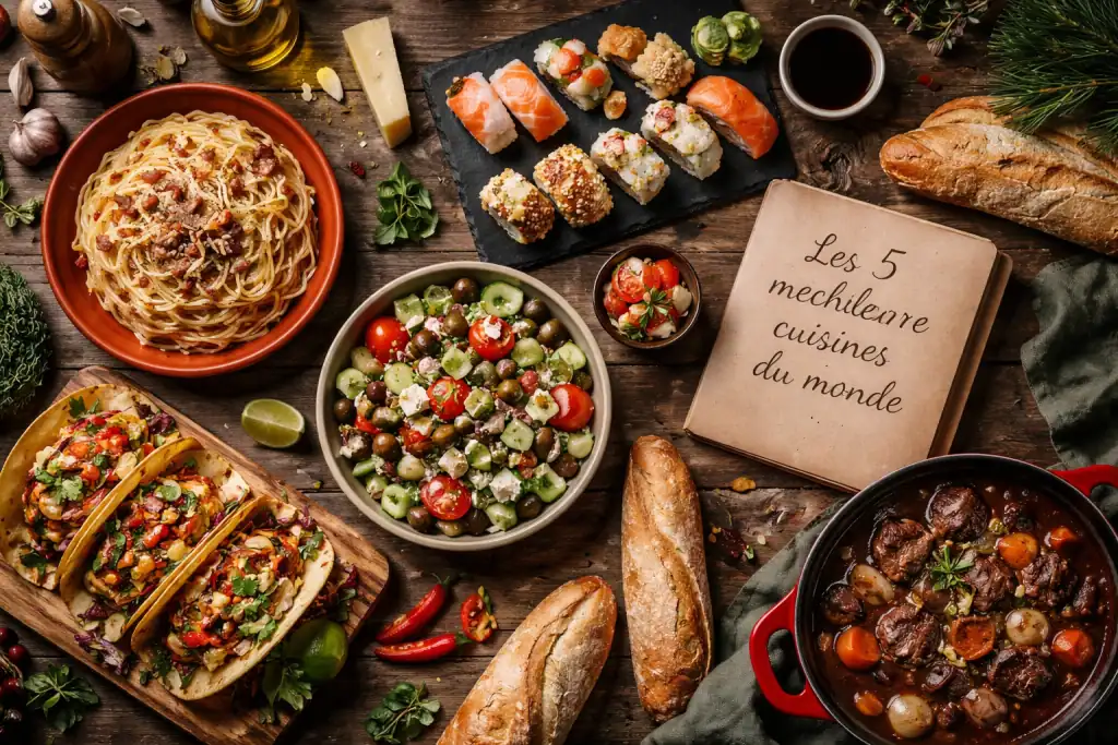 Les 5 grandes cuisines du monde sur une table