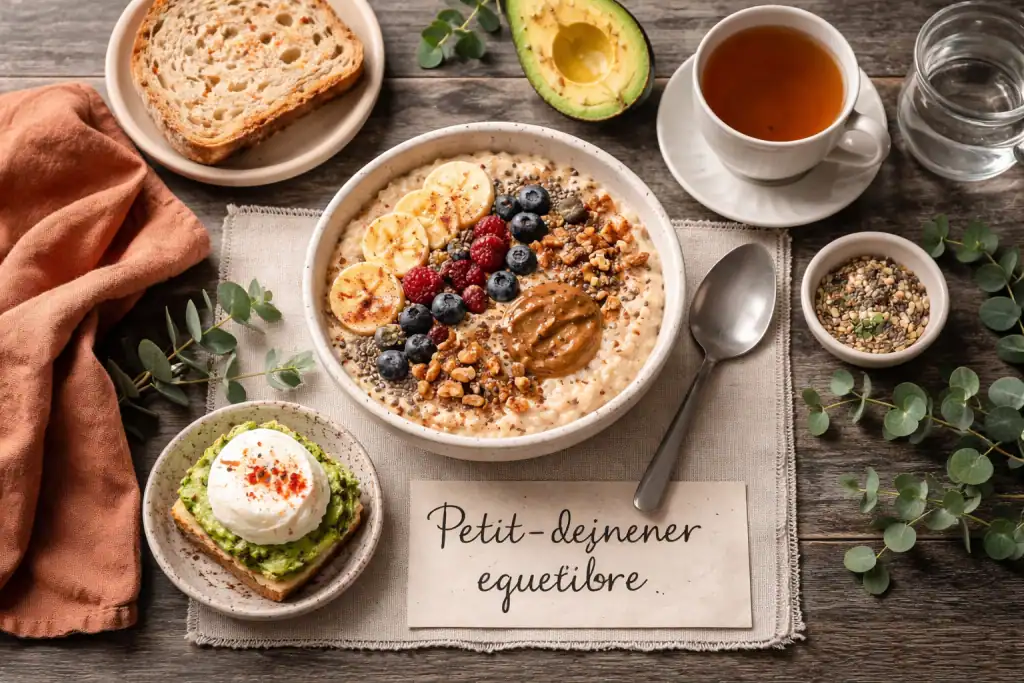 Petit dej équilibré recette porridge, avocat et œuf