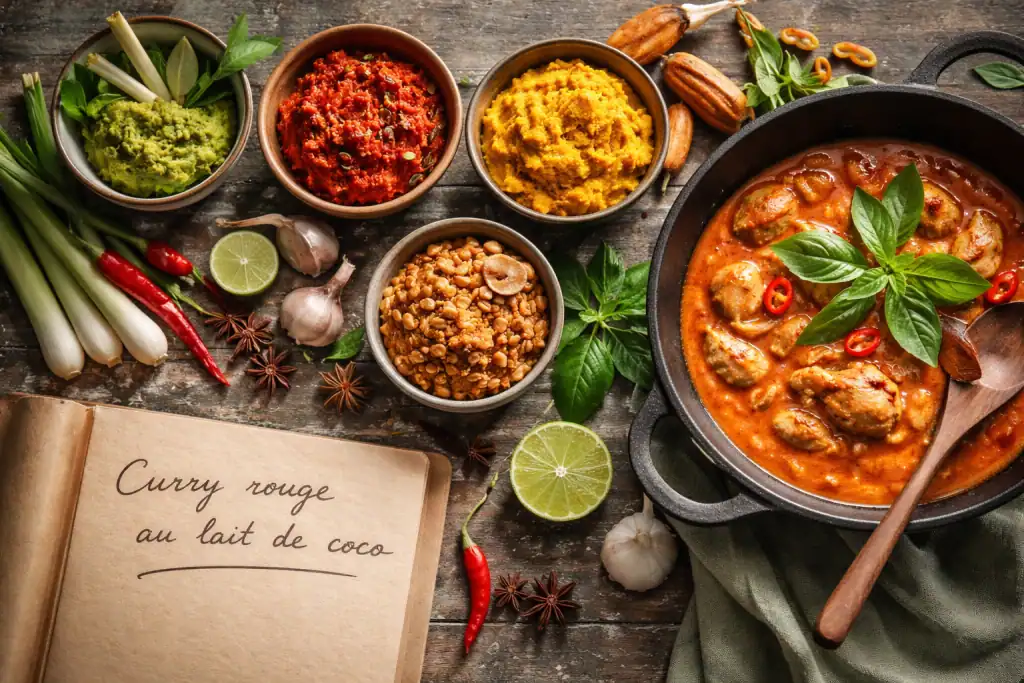recette avec pate de curry rouge au lait de coco