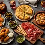 recette des tapas espagnol sur grande table