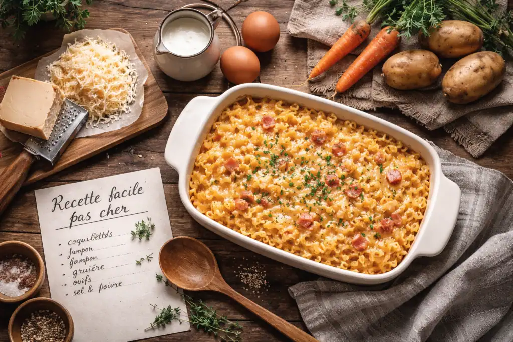 gratin de coquillettes jambon recette facile pas cher
