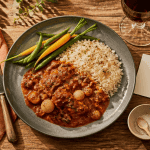 accompagnement pour veau marengo sur table rustique