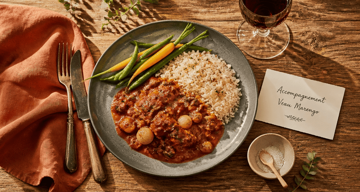 accompagnement pour veau marengo sur table rustique