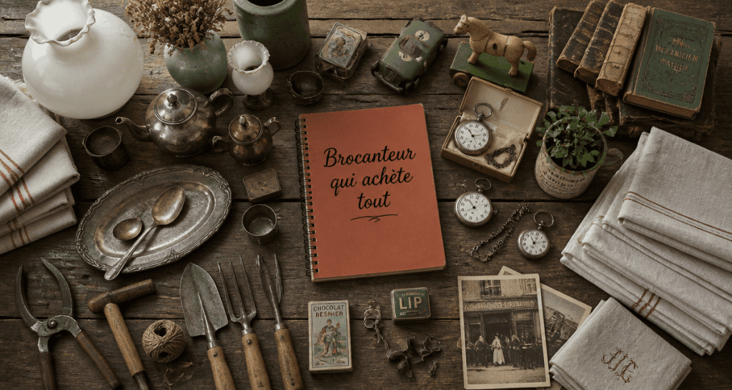 brocanteur qui achète tout objets anciens sur table