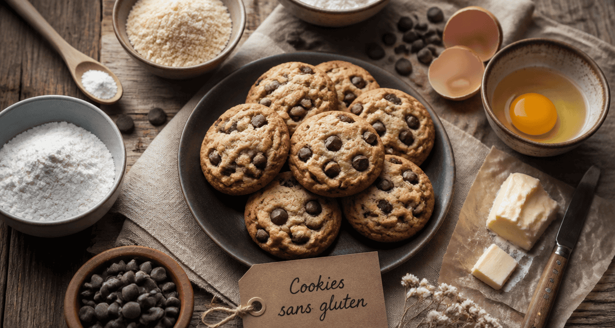 Cookies sans gluten moelleux sur table en bois