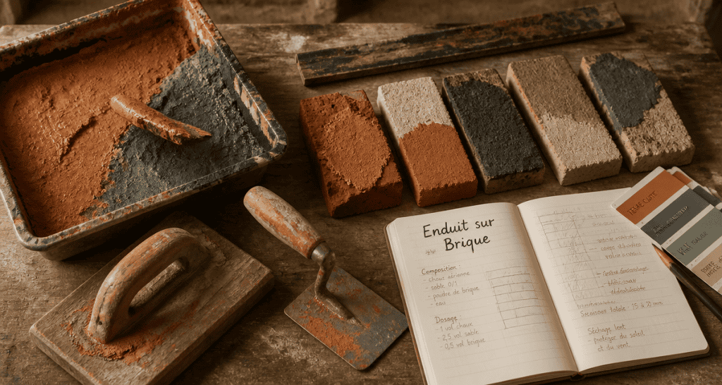 enduit sur brique outils et briques
