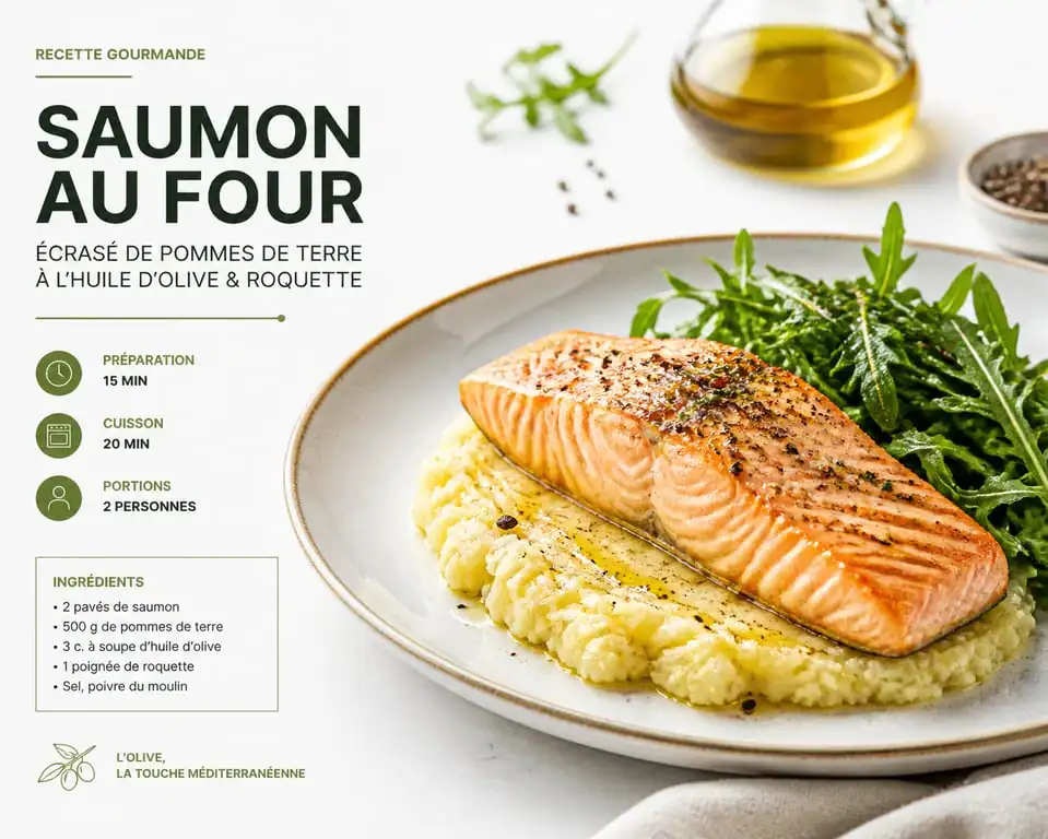 Saumon au four et son accompagnement d'écrasé de pommes de terre