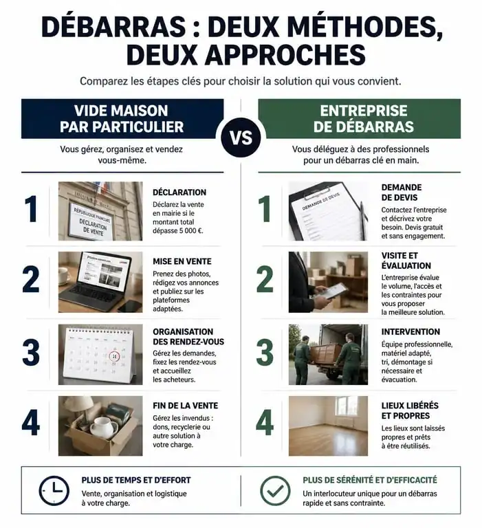 Comparatif entre organiser un vide maison soi-même ou faire appel à une entreprise de débarras à Laval