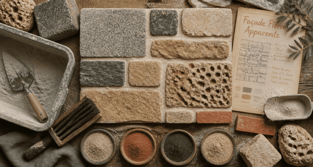 facade pierre apparente outils traditionnels et pierres