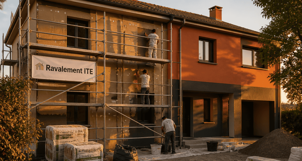 Ravalement ITE et isolation maison en travaux