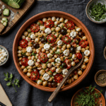 recette de pois chiche en salade méditerranéenne vue du dessus