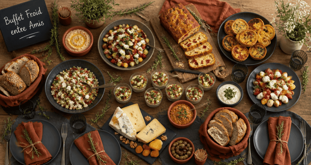 Repas froid entre amis table buffet froid