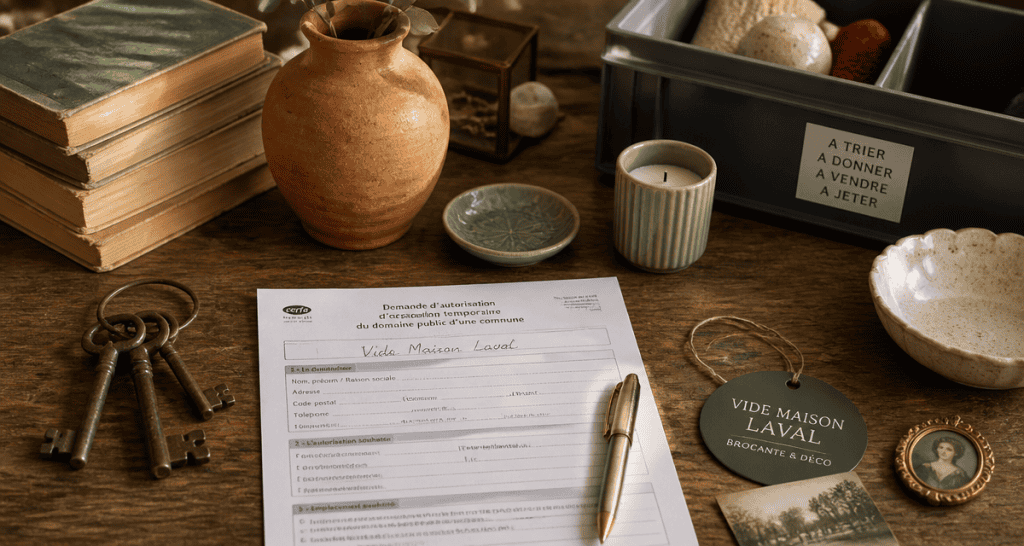 vide maison laval objets sur table
