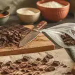 Comment casser une tablette de chocolat en pepites : tablette, couteau, pépites