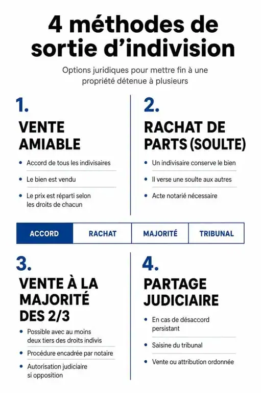 Schéma des solutions pour la vente d'une maison en indivision entre frère et sœur