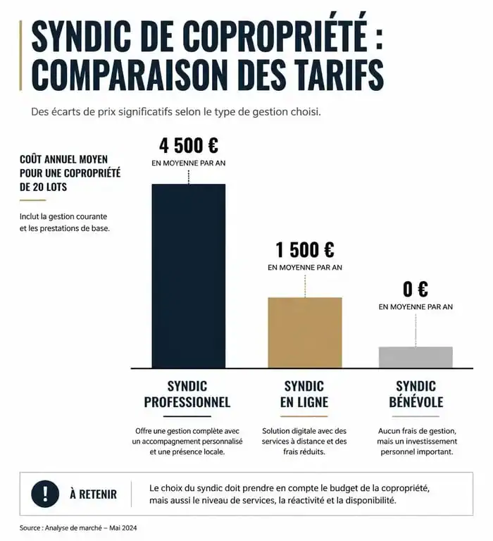 Comparatif des tarifs de syndic pour une petite copropriété : professionnel, en ligne et bénévole