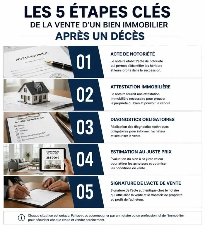 Étapes de la vente d'un bien immobilier suite à un décès urgent vente cause décès