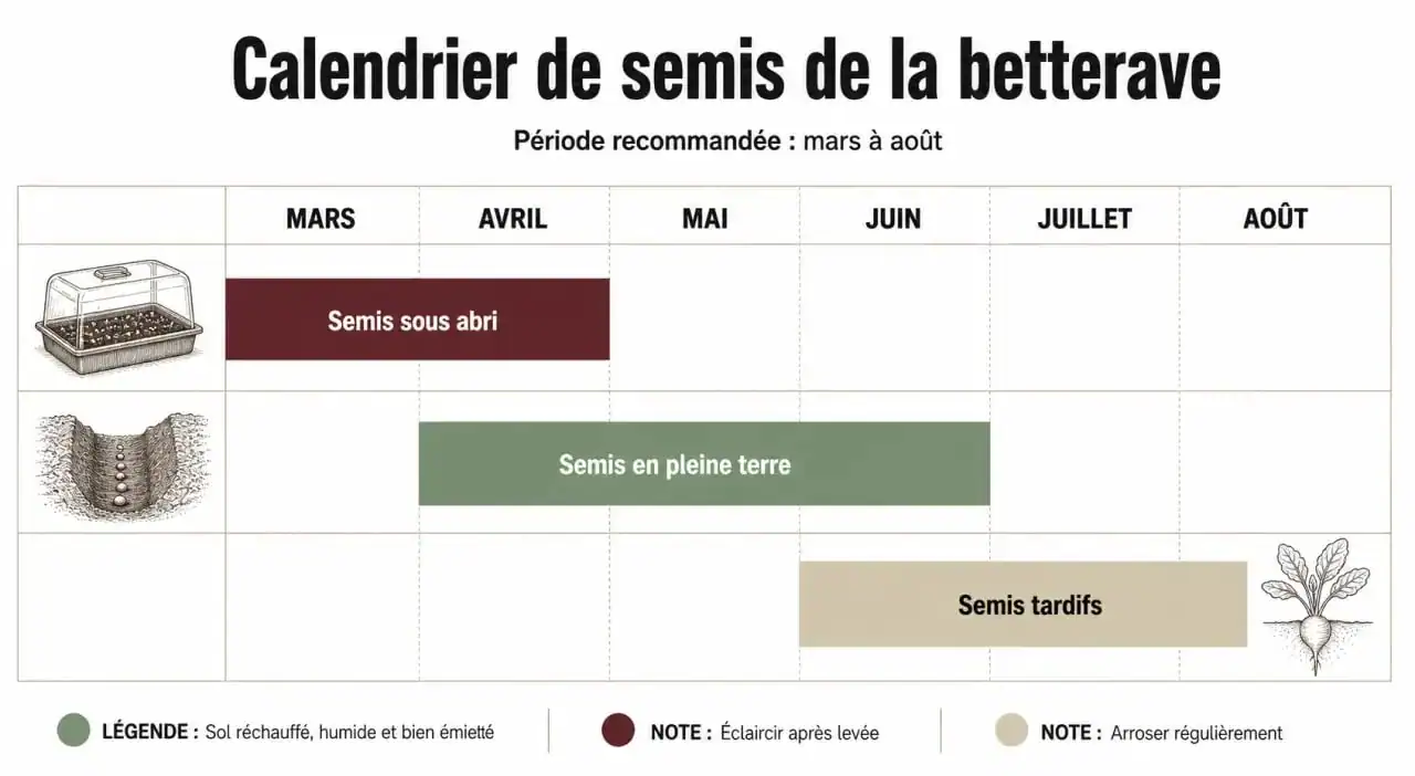 Calendrier de plantation et semis de la betterave au potager pour savoir quand planter betterave