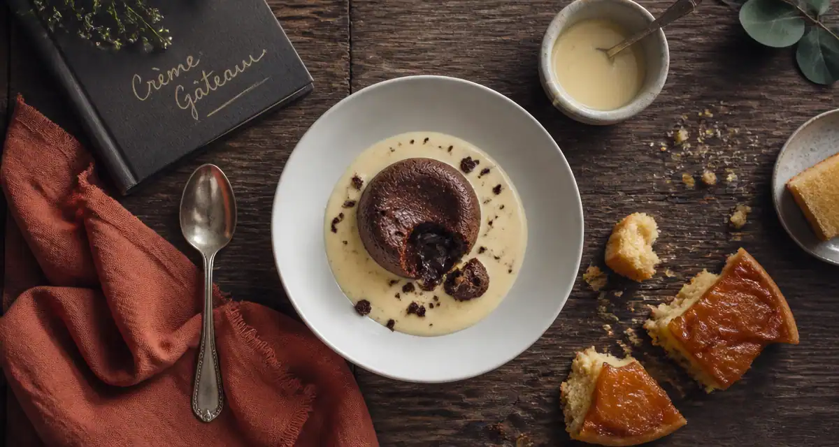 gâteau pour accompagner une crème anglaise, fondant chocolat, tarte tatin, quatre-quarts