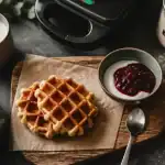 Gaufre healthy peu calorique : gaufres dorées, yaourt grec et fruits rouges