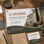 Panneaux agence immobilière Akilux PVC Alu-Dibond sur bureau