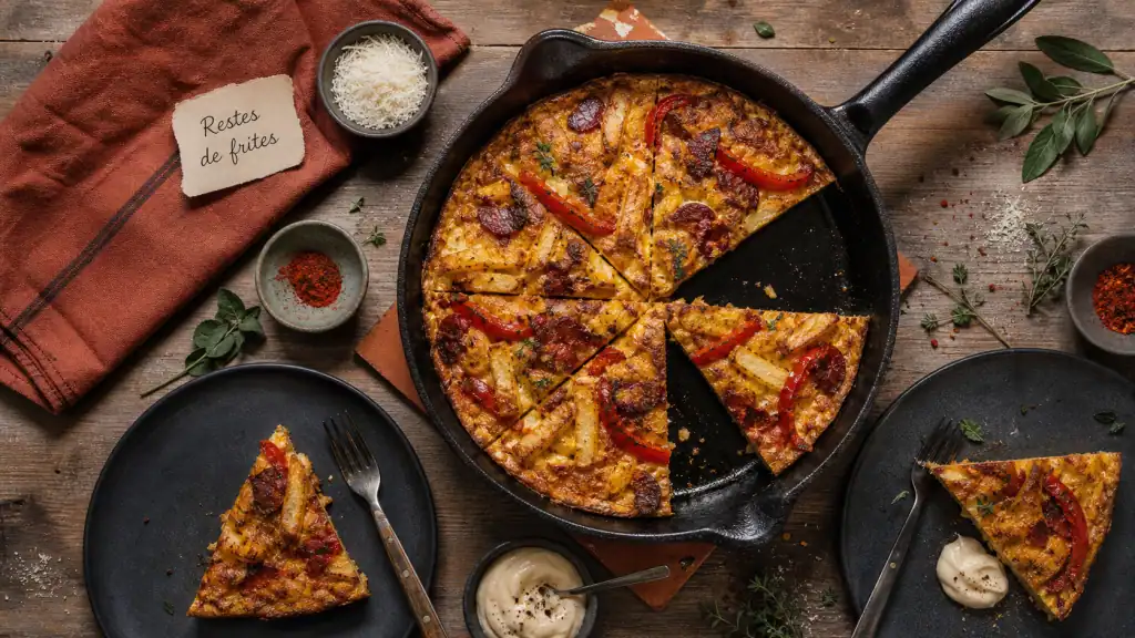 Que faire avec des frite : frittata anti-gaspillage aux restes de frites