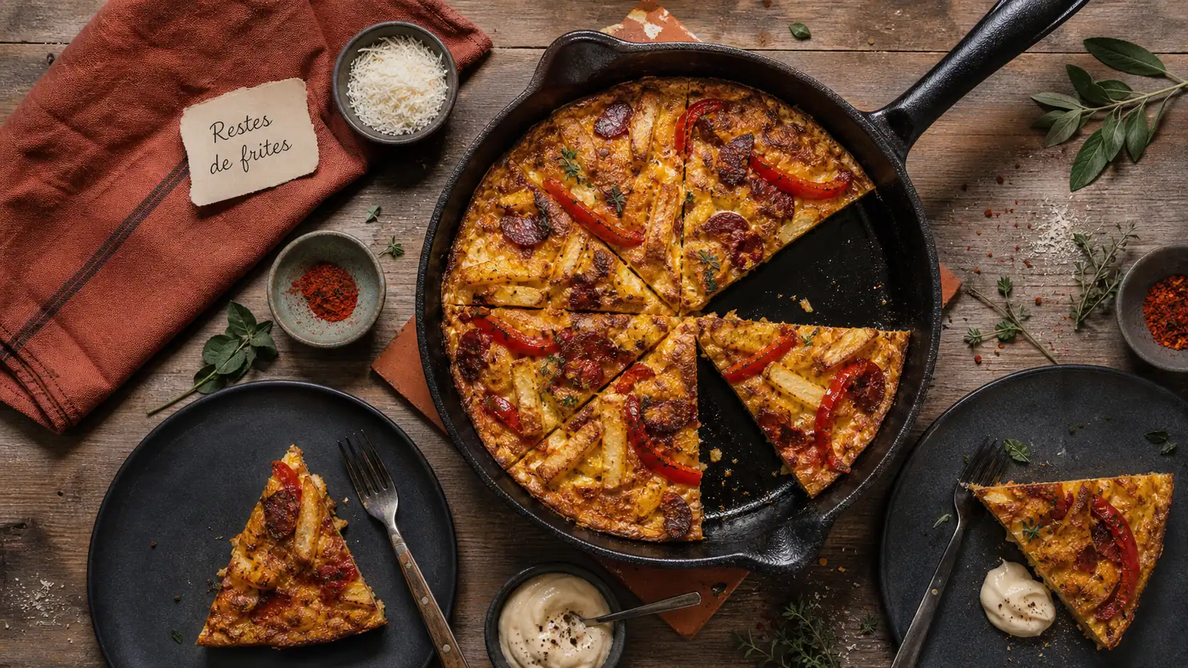 Que faire avec des frite : frittata anti-gaspillage aux restes de frites