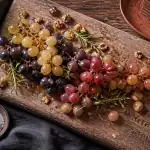 recette au raisin poêlée sur planche bois