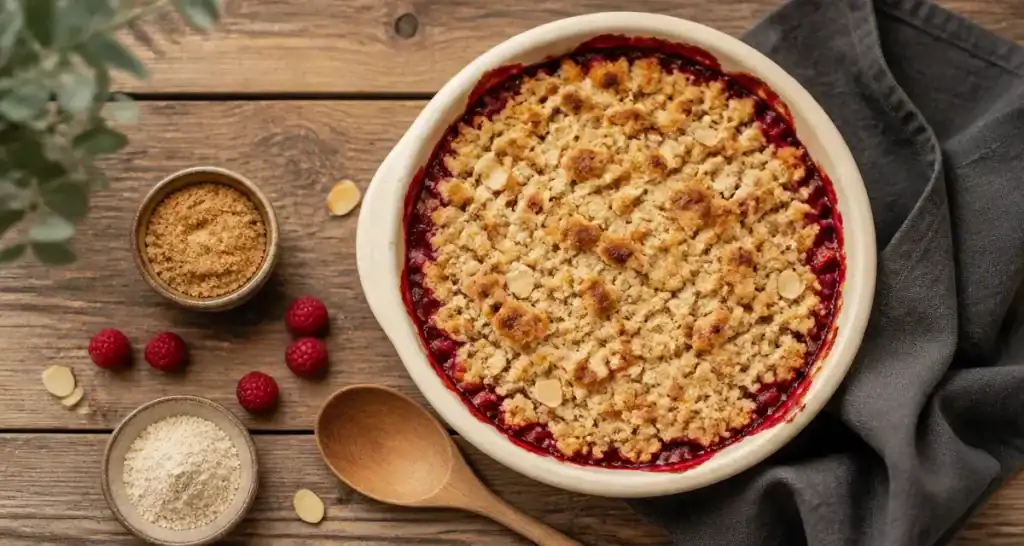 Recette crumble framboise et poudre d’amande, crumble croustillant