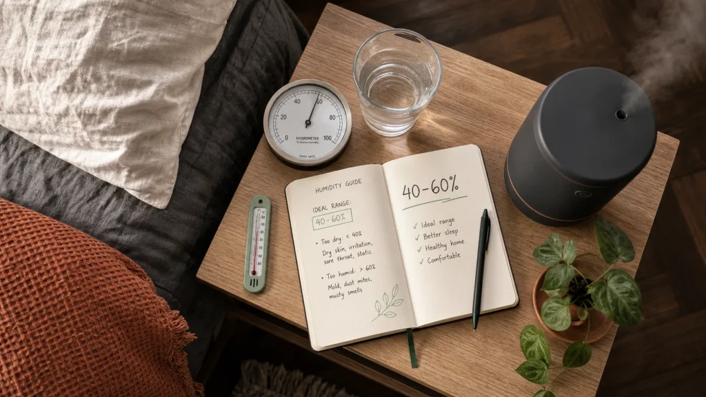 Comment humidifier une chambre : viser 40–60% d’humidité, sans moisissures