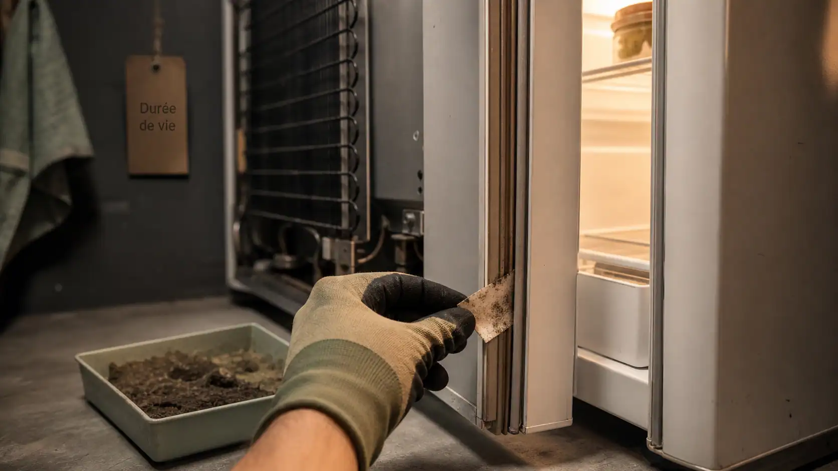 Durée de vie frigo : 10 à 15 ans, grille arrière encrassée et joint de porte
