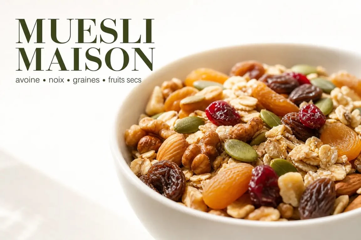 Bol de muesli maison healthy croustillant avec noix et graines