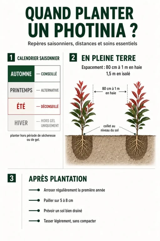 Quand planter photinia : calendrier des meilleures périodes et étapes de plantation
